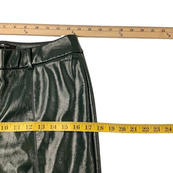NWT 7 For All Mankind Womens Faux Leather Slim Boot Pant Size Medium Green - Picture 9 of 11